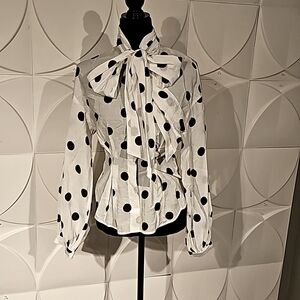 4 H&M Cotton Black and White  Polk Dot Blouse